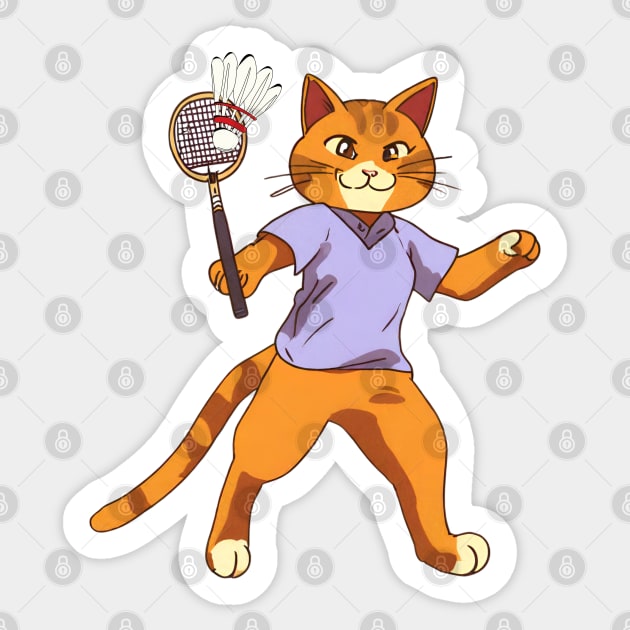 Anime Cat Playing Badminton Sticker by Millusti